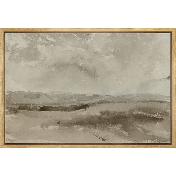 Aaheei Canvas Print Wall Art Pastel Brown Mountain Valley Landscape Nature Wilderness Illustrations Modern Art Decorative Minimal Rustic for Living Room, Bedroom, Office