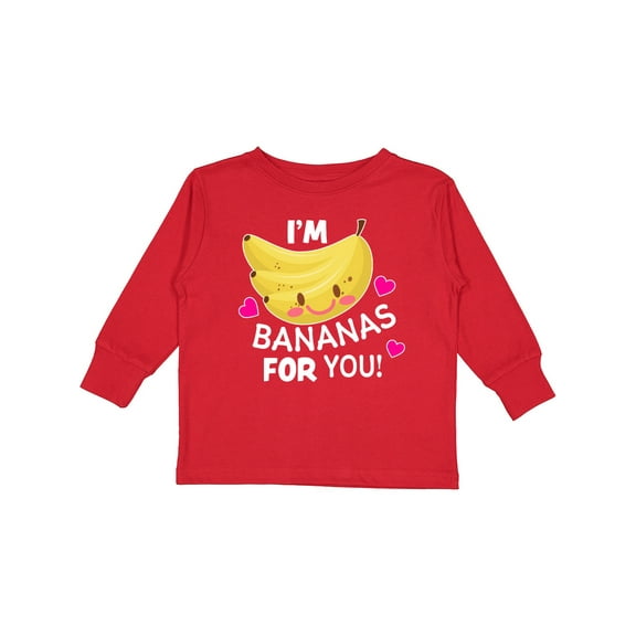 Inktastic I'm a Bananas for You with Cute Banana and Hearts Boys or Girls Long Sleeve Toddler T-Shirt