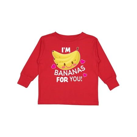

Inktastic I m a Bananas for You with Cute Banana and Hearts Gift Toddler Boy or Toddler Girl Long Sleeve T-Shirt