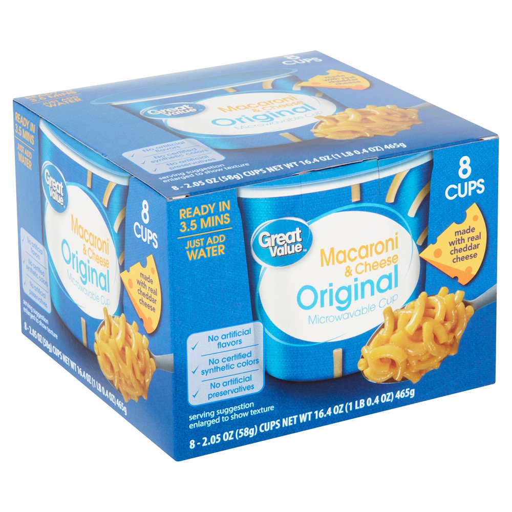Great Value Original Macaroni & Cheese, 2.05 oz, 8 count