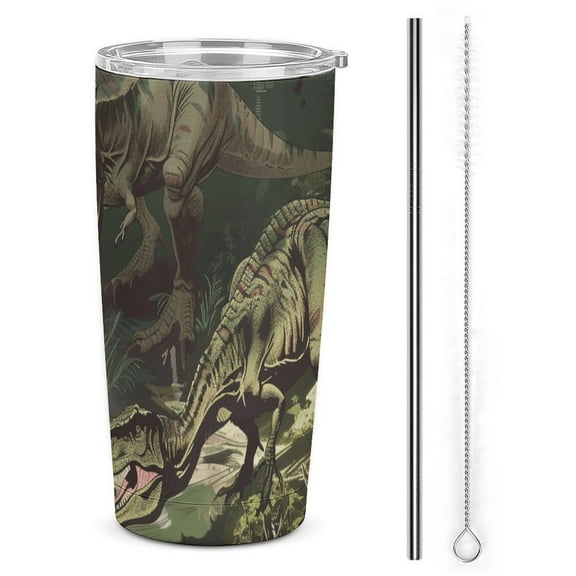 Jurassic Dinosaur Tumbler with Lids And Straws Insulated Cup Reusable Stainless Steel Water Bottle Travel Mug