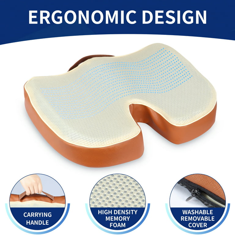 Gel Seat Cushion & Memory Foam Seat Cushions for Chair - Seat Cushion for  Sciatica Coccyx Back Tailbone&Lower Back Pain Relief, Chair Pillow with