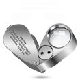 thumbnail image 1 of Metal Foldable Magnifier 40x 25mm Identification Jewelry Magnifier with LED Light UV Money Inspection Light, 1 of 5