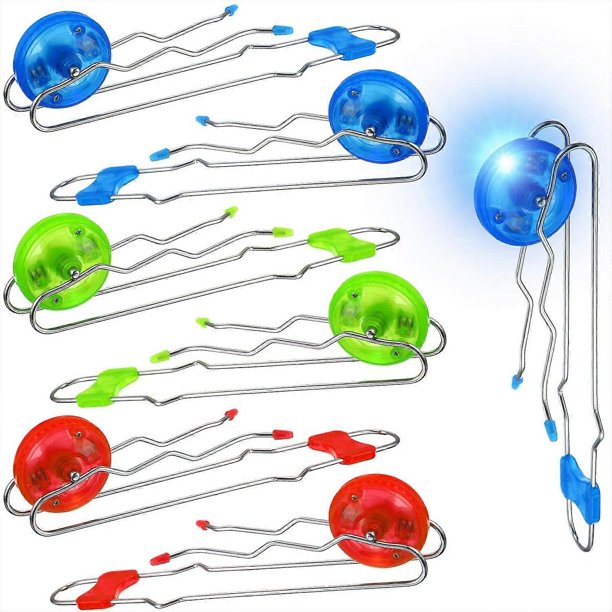 Sumind - Juego de 6 ruedas giratorias magnéticas para niños, con rieles iluminados, juguete de acrobacias retro mágico que desafía la gravedad para niños y niñas (rojo, azul, verde, blanco)