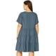 thumbnail image 4 of Women's Plus Size Denim Dress Tiered V Neck Short Sleeve Midi Chambray Dresses Grey Black 2X, 4 of 6