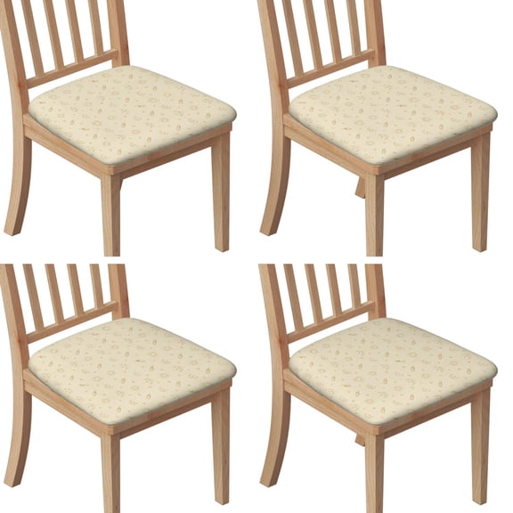 Beige Celestial Pattern Seat Covers for Dining Room Chairs Set Of 4,Stretch Printed Washable Chair Seat Cover with Elastic Ties and Button,Removable Waterproof Couch Cushion Covers