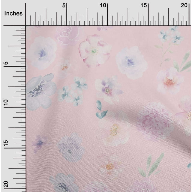 oneOone Silk Tabby Fabric Flower Watercolor Print Fabric By The Yard 42 Inch Wide