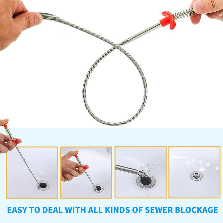 Flexible Stick Drain Opener Shower Drain Cleaning Tool - Professional Drain  Clog Remover, Hair Catcher - Plumbing Auger Clog Remover Drain Snake
