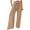 Khaki, variant on Women's Jeans Flowy Wide Leg Culottes with Pockets Drawstring Elastic Waist Loose Relaxed Fit Comfortable Trousers Blue M