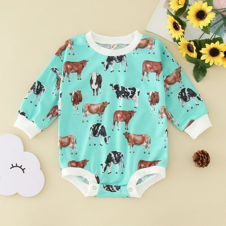 

NIUREDLTD Babys Boys Girls Winter Long Sleeve Romper Bodysuit Clothes Cow Printing