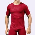 thumbnail image 1 of Tops para hombre, blusas y camisas de manga corta con cuello redondo para hombre, blusas deportivas de secado rápido de color liso para hombre, blusas de manga corta con cuello redondo para hombre, 1 of 6