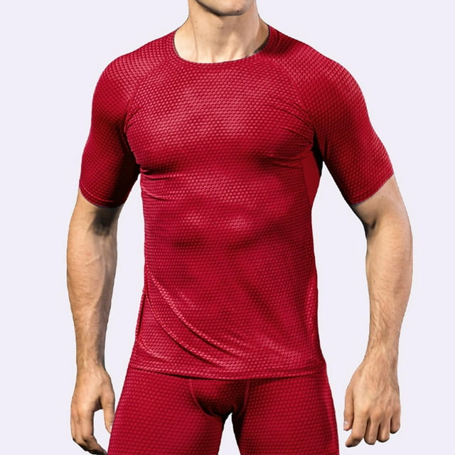 Tops para hombre, blusas y camisas de manga corta con cuello redondo para hombre, blusas deportivas de secado rápido de color liso para hombre, blusas de manga corta con cuello redondo para hombre