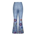 thumbnail image 5 of Floral Bell Bottom Jeans for Women,2023 Womens Flare Jeans High Waisted Wide Leg Baggy Jean Stretch Denim Pants Retro Streetwear, 5 of 8