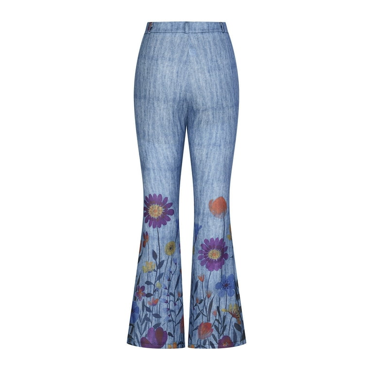 KINPLE Women's Stretchy Cute Denim, High Waist Floral Print KINPLE Women's Stretchy Cute Denim, High Waist Floral Print
