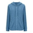 thumbnail image 4 of idosla Womens Zip Up Hoodies Long Sleeve Hoodie Jackets Lightweight Tunic Sweatshirt Open Front Cardigan (Blue, L), 4 of 4