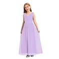thumbnail image 1 of Sholeno Robe Maxi Plissée en Mousseline pour Filles, Demoiselle d'Honneur Junior, Sans Manches, Perlée, Robe de Danse, Bal de Promo, Fête, Lavande 8, 1 of 7