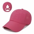 thumbnail image 3 of Women's Ponytail Baseball Cap, Quick Drying Adjustable Sport Hat with Mesh Back, Sun Protective Running Workout Cap for Outdoor Activities-Hot Pink, 3 of 9