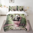 thumbnail image 2 of Feelyou Cute Panda Lover Twin Bedding Sets 7-Piece for Kid, Western Leaf Botanical Bedding Comforter Set, Kawaii Cartoon Animal Reversible Sheet Sets, Breathable Home Decor, 2 of 7