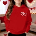thumbnail image 2 of Girls Double Heart Print Hoodies Long Sleeve Hooded With Pocket Sweatshirts Kids Red 8 Y-9 Y, 2 of 4
