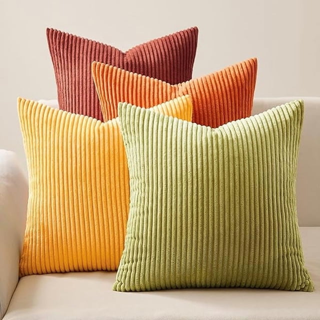 wonima02 Topfinel Decorative Throw Pillow Covers Cushion Cases, Set of 4 Soft Velvet Modern Double-Sided Designs, Mix and Match for Home Decor, Pillow Inserts Not Included (12x12 inch, Yellow/Orange)