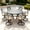 7 Piece (6 Swivel Chairs + 53" Round Table), variant on SOLAURA 41" Round Outdoor Patio Table with 1.57" Umbrella Hole, Metal Outdoor Patio Dining Table for Backyards, Porches, Gardens or Poolside, Black