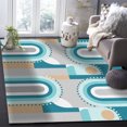 thumbnail image 5 of Area Rug 2'x3' Mid-Century Modern Art Geometric Abstract Blue Washable Area Rugs Non Shedding Floor Carpet Rubber Backing Non-Slip Indoor Mats for Living Room Bedroom Kitchen, 5 of 8