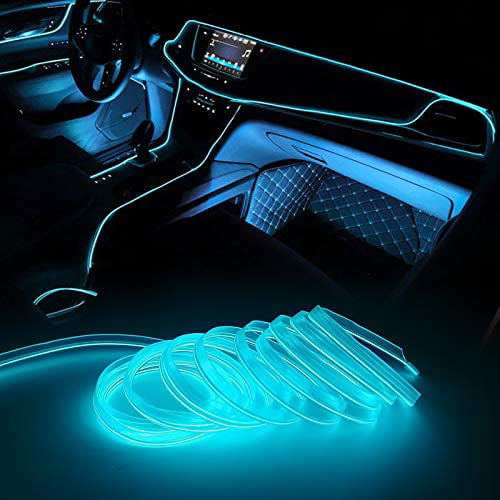 J.Mao Neon El Wire Lights with USB Adapter for Interior Car Lights Blue, 32ft 