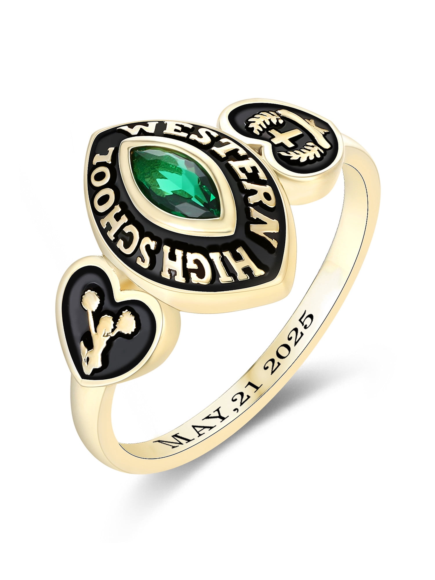 Mementos USA Custom Sterling Silver Class Rings for Women High School and College-Gold-Royalty