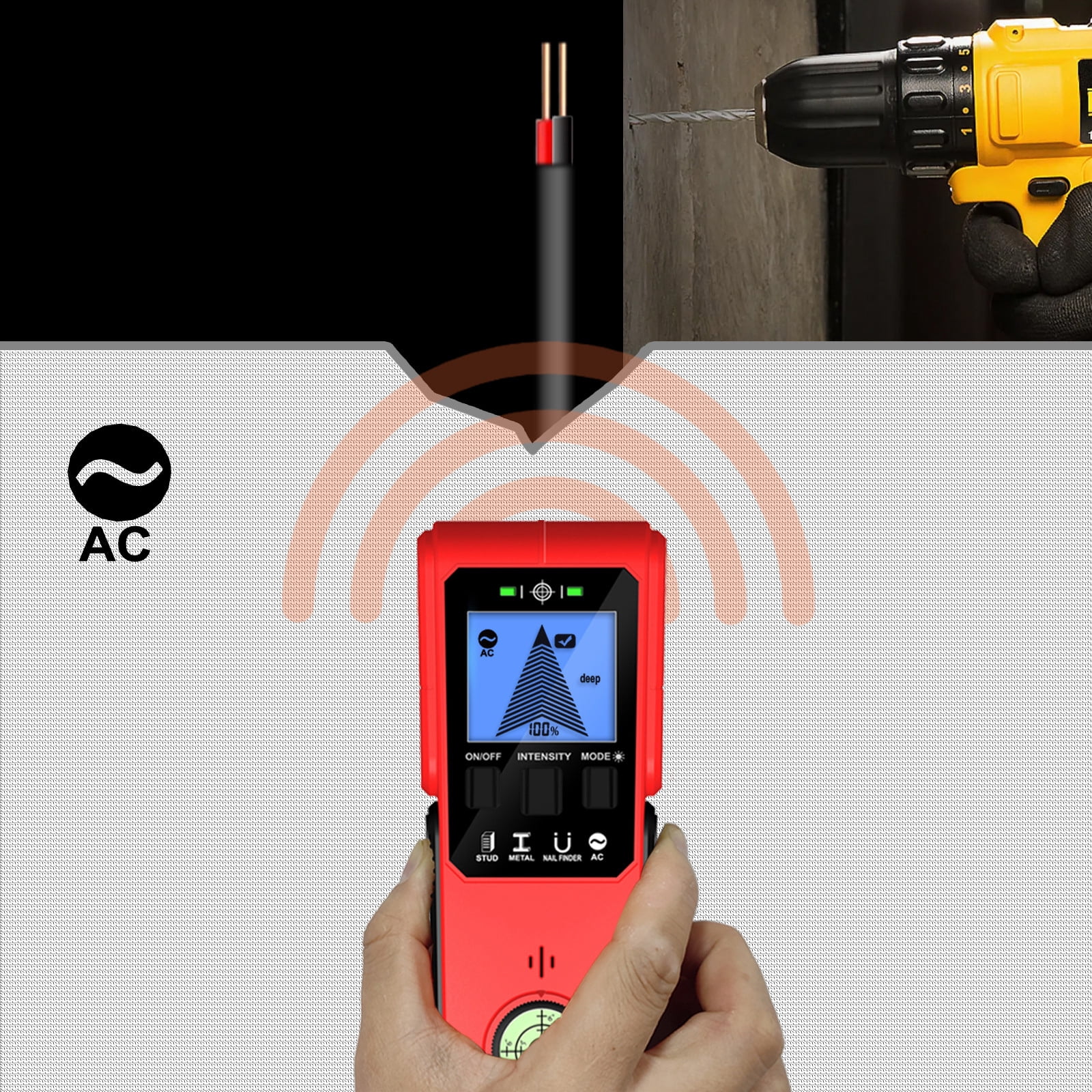 Advanced Portable Wire Pipe Power Scanner Wall Detector for Finding Metal Pipe and Electrical Wire with Ease Easy To Use