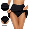 thumbnail image 5 of Charmo Womens High Waisted Split Swim Skirt Ruched Drawstring Skirted Swim Bottoms with Built-in Brief, 5 of 7