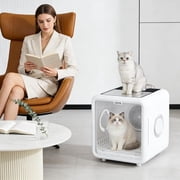 72L Automatic Pet Drying Box - 360° Efficient Grooming Blower with 5 Air Outlets - Quiet Smart Temperature Control Pet Dryer Machine with LED Display Smart Door for Multiple Pets - US Standard