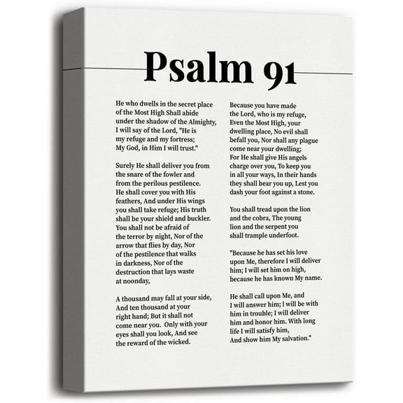 Psalms 91 Print Poster Christian Canvas Wall Art, Spiritual Wall Decor Sign, Christian Gift Bible Quote Print Biblical Verses Scripture Baptism Gift, Christian Family Home or Office Decor 12x15