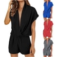 thumbnail image 1 of Tidyack,Solid Color Women's Mini Strappy Rompers, Casual Short Jumpsuit, Lightweight Cotton Blend, 30 Length, Summer Casual Wear, For Beach/Vacation, Versatile Fashion, Trendy Street Style, 1 of 8