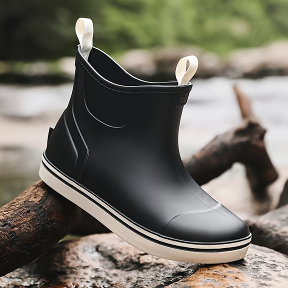 Men’s Waterproof Slip-Resistant Ankle Rain Boots for Fishing, Gardening & Outdoor Work, Lightweight Comfort Rubber Boots up to US 13.5 / EU 50