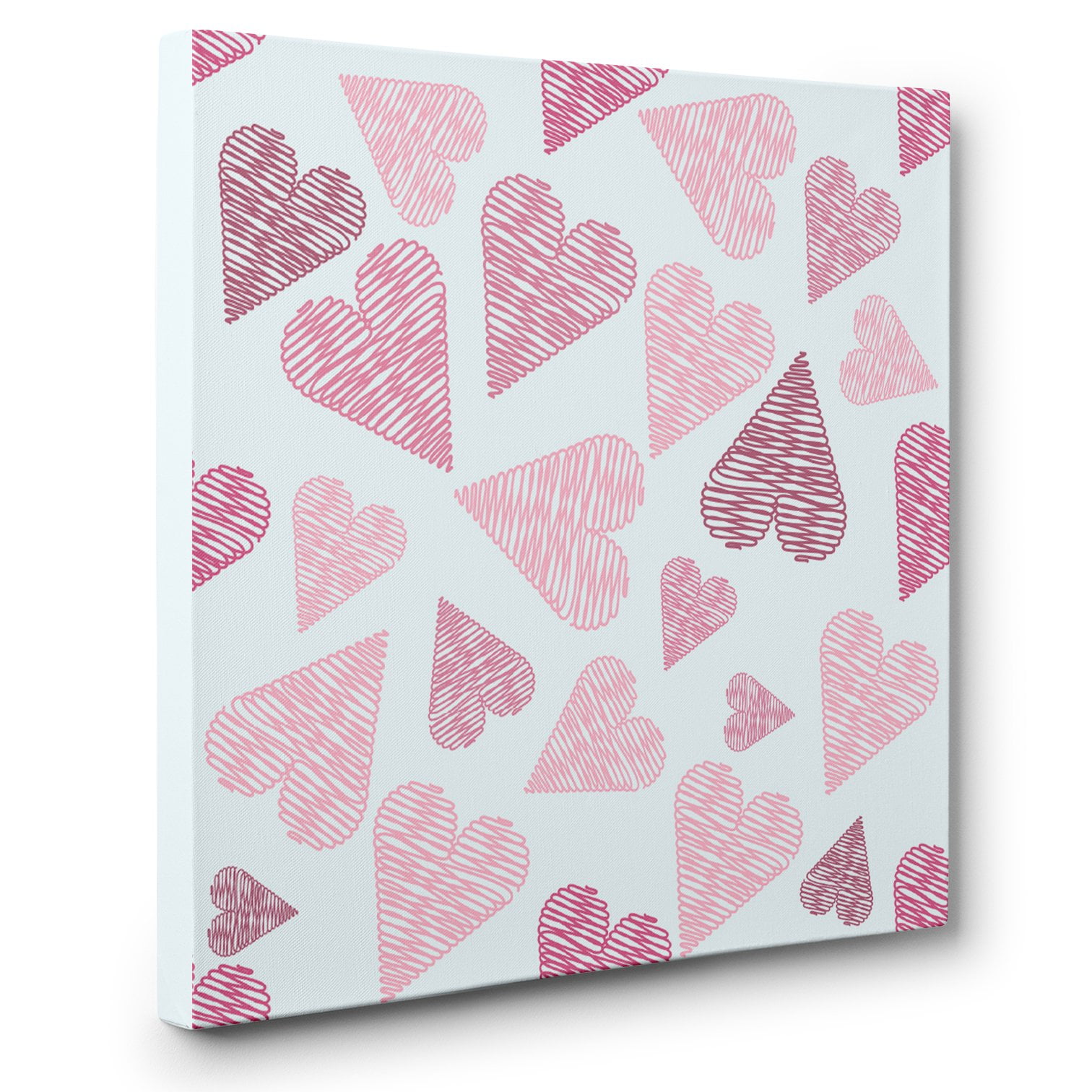 Pink Scribble Teen Room Decor HEARTS CANVAS Wall Art