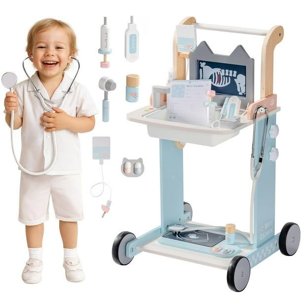 Kit médico de madera ROBOTIME con carrito médico y accesorios