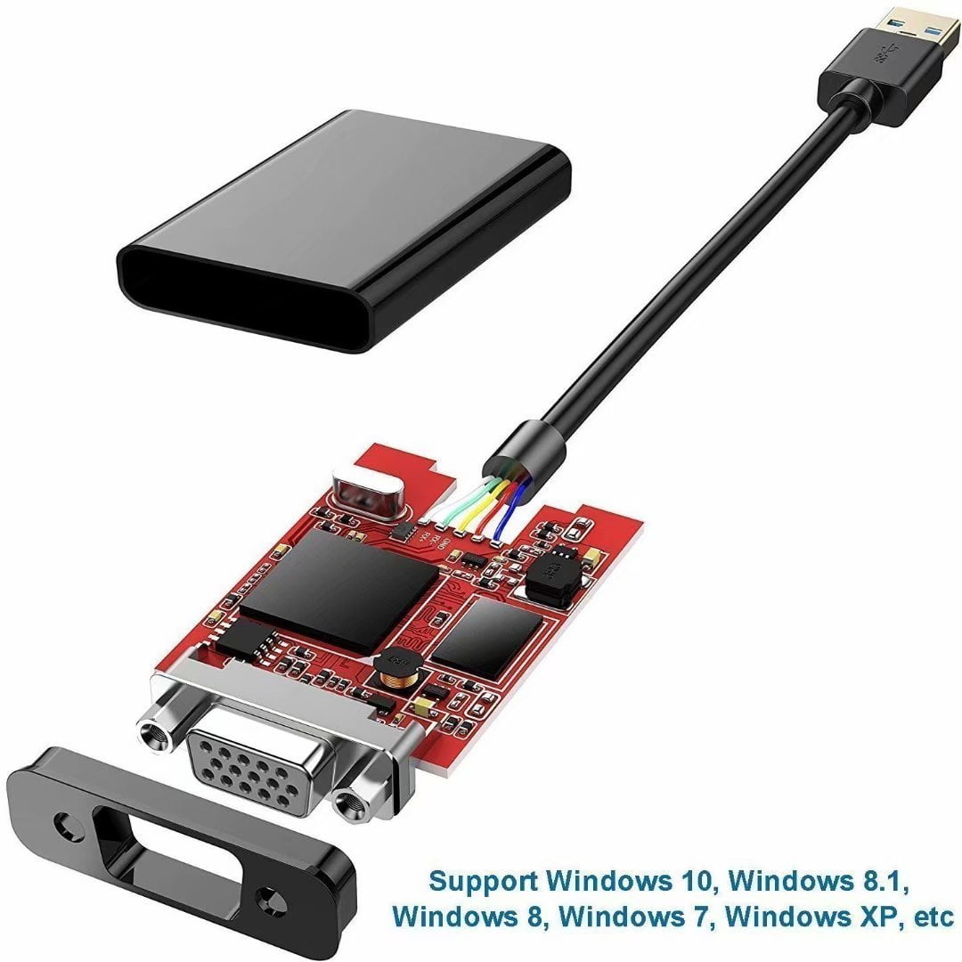 USB to VGA Adapter Black USB 3.0//2.0 to VGA Cable Adapter 1080P Multi-Display Video Converter for PC Desktop Laptop Monitor Projector HDTV Chromebook Compatible with Windows 7//8//8.1//10