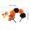 thumbnail image 3 of KAKOWELY Diadema de calavera con flores: Diadema de calavera con flores y calabaza para Halloween para mujer - Tocado floral vintage para fiestas, ideal para cosplay y disfraces., 3 of 4
