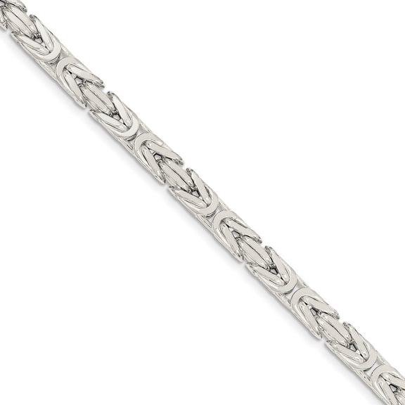 Sterling Silver 6mm Square Byzantine Chain Bracelet - 38.2 Grams - 8 Inch - Lobster Claw