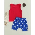 thumbnail image 4 of Seyurigaoka Baby Boys Summer Outfit Stars Striped Print Sleeveless Tank Tops with Drawstring Casual Shorts Set, 4 of 8