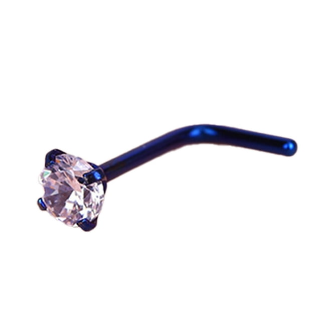 Nose Stud Screw Stylish Stainless Steel Piercing Jewelry Fashion Body Jewelry Noses Rings Dressing Adornment Fashion Decor Accessory Facial Decoration Blue