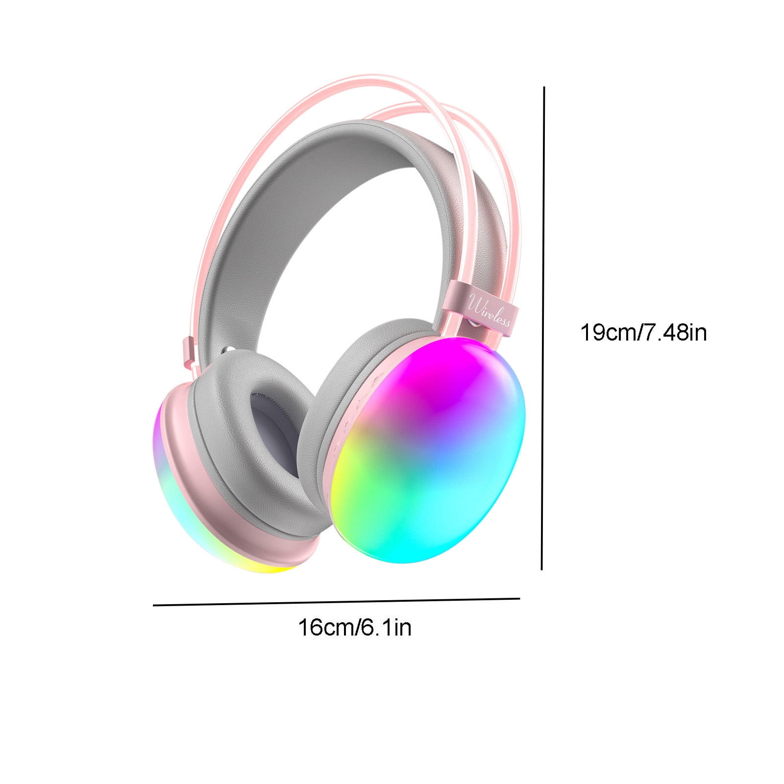 RFUGUG Wireless Bluetooth Headphones, Subwoofer Gaming Headset, Bluetooth 5.3 Music and Sports Earphones, LED Light-Up Over-Ear Headphones for Mobile and Computer Use
