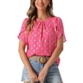 thumbnail image 1 of Blusa de cuello redondo para mujer INSPIRE CHIC, patrón dorado de verano, top de manga corta, 1 of 6