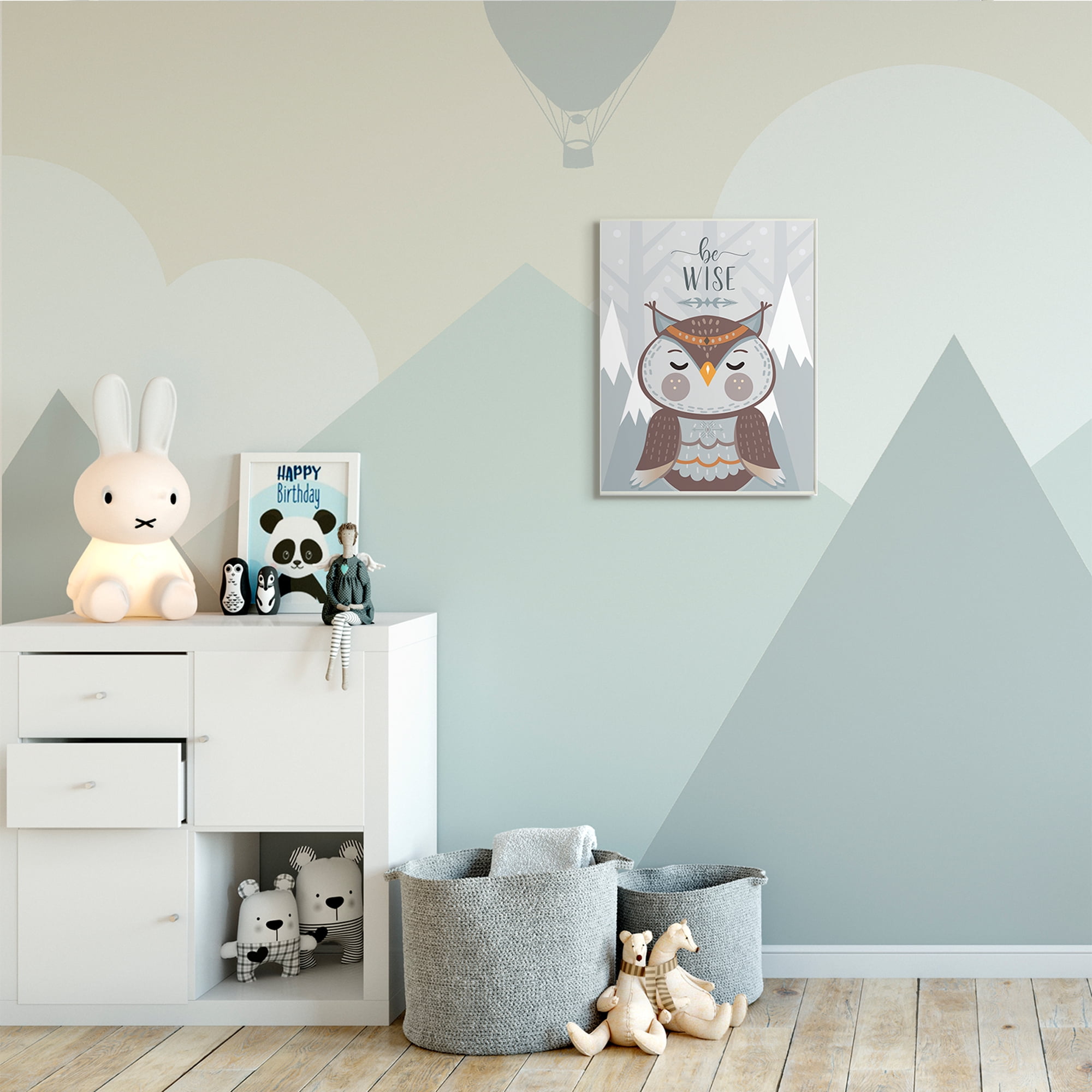 Stupell Industries Be Wise Quote Loveable Owl Snowy Mountains,13 x 19,Designed by AE Design