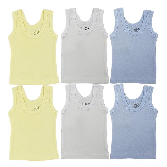 GI District - playera sin mangas para bebé recién nacido, paquete de 6 camisetas sin mangas, 100% algodón, camisetas de manga corta de 0 a 24 meses, niños,