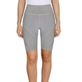 thumbnail image 2 of Vibrex Women's High Waist Yoga Shorts with Pockets, Solid Color Stretchy Athletic Workout Shorts, Slim Fit Casual Summer Active Bottoms,Gray_XL, 2 of 6