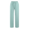 thumbnail image 4 of Levmjia Womens Pants Elastic Waist Wide Leg Cotton Linen Casual Trousers Soft Breathable Pure Color Drawstring Pants Beach Holiday All Season Comfort, 4 of 5