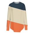 thumbnail image 3 of Women's Casual Long Sleeve Tops Crew Neck Round Hem Loose T-Shirts Tops with Thumb Holes Lightweight Workout Tops Running Pullover Women T Shirt Round Neck Basic Color Blocking Loose Tops, 3 of 5