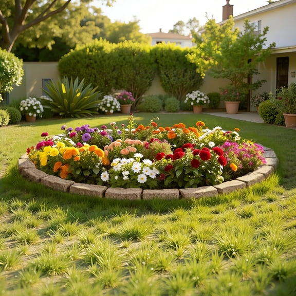 KFFKFF Imitation Stone Landscape Border, 46.4 x 2.2 in Authentic Lawn Border, Adaptable Brick-Like Garden Border with Grounding Pegs, Durable Driveway and Walkway Edging in Beige, Resistant to Fading