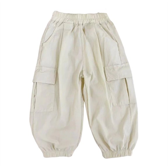 Girls Capr𝐢s Kids Cargo Wide Leg Jogger Pants Baggy Drawstring Summer Active Casual Lightweight Cropped Sweatpants Pockets